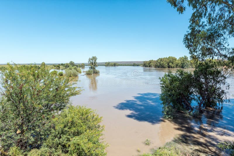 Orange River at Samevloeiing Where Vaal River Joins from Right Stock Photo Image of douglas