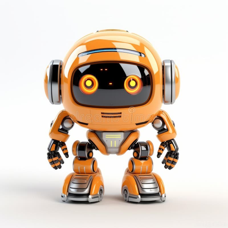 Orange Robot with Vray Style and Toy-like Proportions Stock