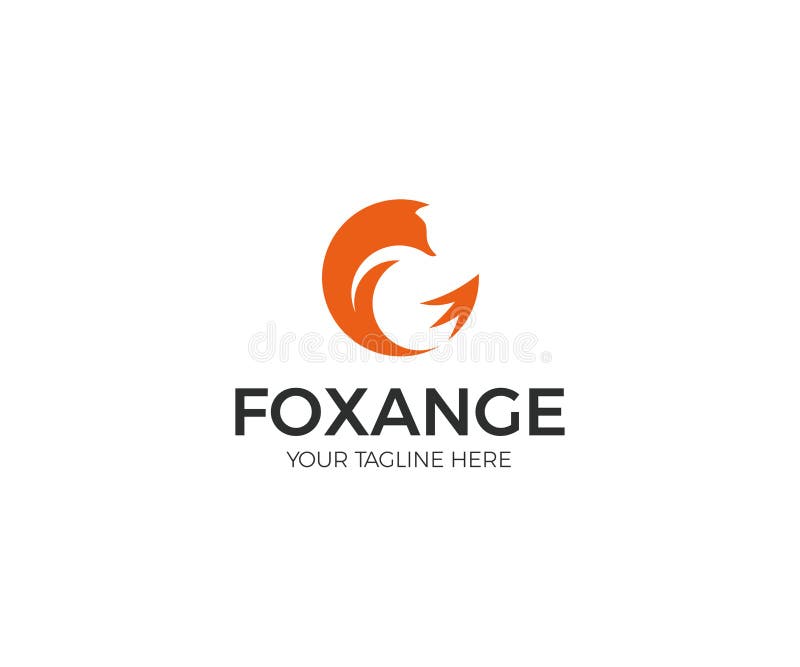 Orange Round Fox Logo Template. Circle Abstract Fox Vector Design royalty free illustration Orange Round Fox Logo Template. Circle Abstract Fox Vector Design royalty free illustration