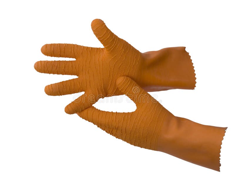 Orange Rubber Fisherman Gloves Stock Photo Image of janitorial