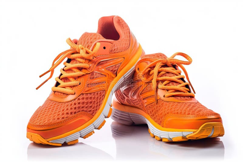 Orange Running Shoes on White Background, Generative AI Stock ...