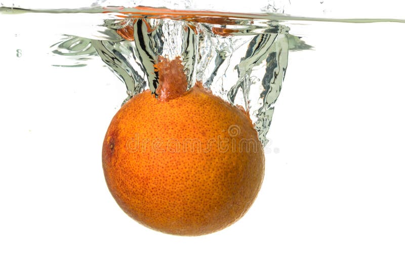 Orange Sanguinello Falling in Water and Splash on White Background ...