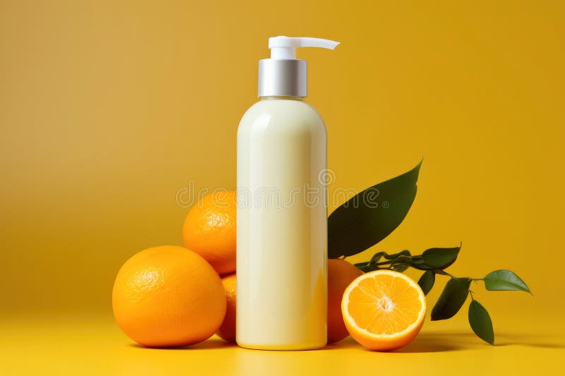 Orange Scented Shower Gel in a Stylish Container with Mock Up Stock