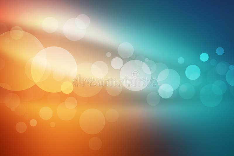 Orange and sea blue bokeh abstract light background