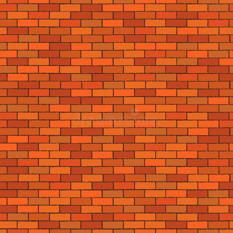 Orange Seamless Brick Wall, Pattern Stonework Background Stock Vector
