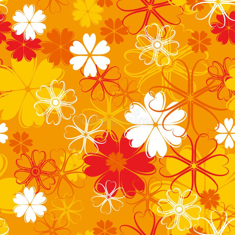 Orange seamless flower pattern