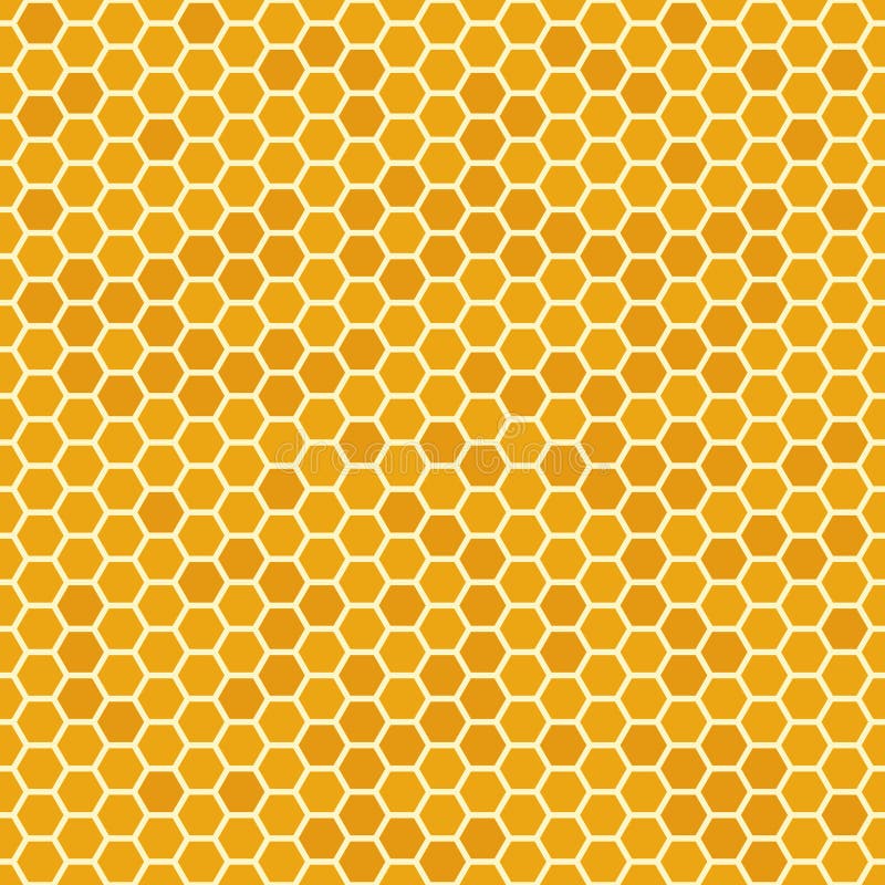 Orange seamless honey combs pattern. Honeycomb texture, hexagonal honeyed comb vector background