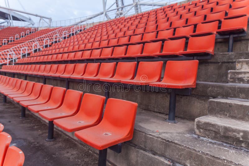 Orange Seat of Football Stadium Stock Image - Image of chair, blue ...