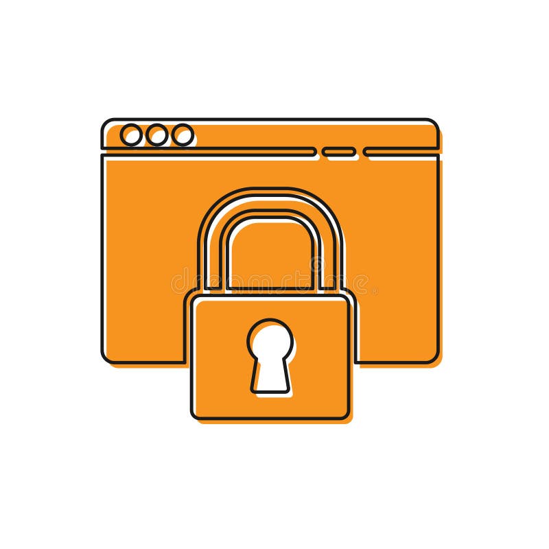 Orange Secure your site with HTTPS, SSL icon isolated on white background. Internet communication protocol. Vector royalty free illustration