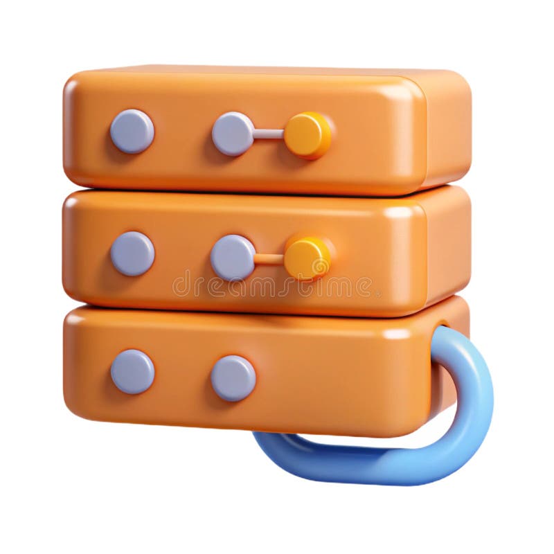 Orange Server Sync 3D Icon Representing Cloud Computing and Data Synchronization Technology stock photo