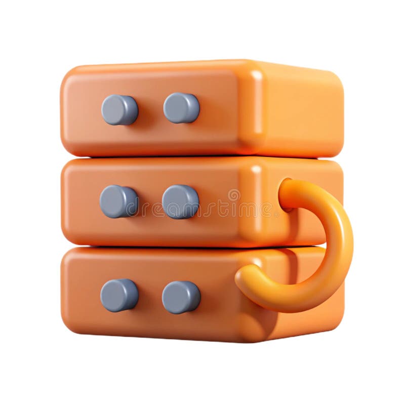 Orange Server Sync 3D Icon Representing Cloud Computing and Data Synchronization Technology stock photo