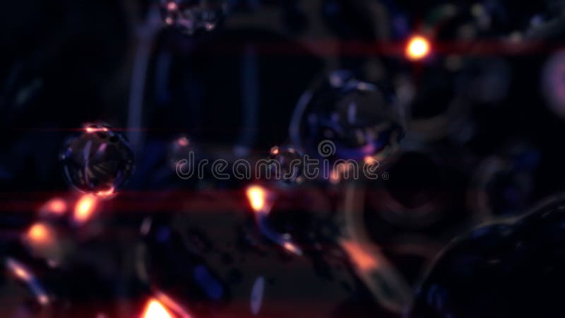 Orange shining diaphanous diamond bubbles on black backdrop - abstract 3D rendering royalty free illustration