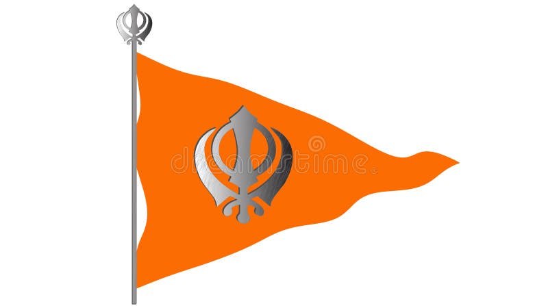 Cờ Sikh màu cam với biểu tượng \