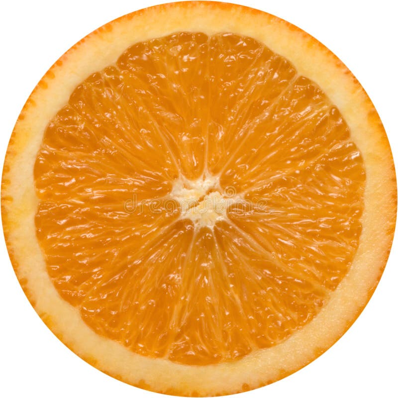 Perfectamente alrededor naranja rebanada aislado sobre fondo blanco.