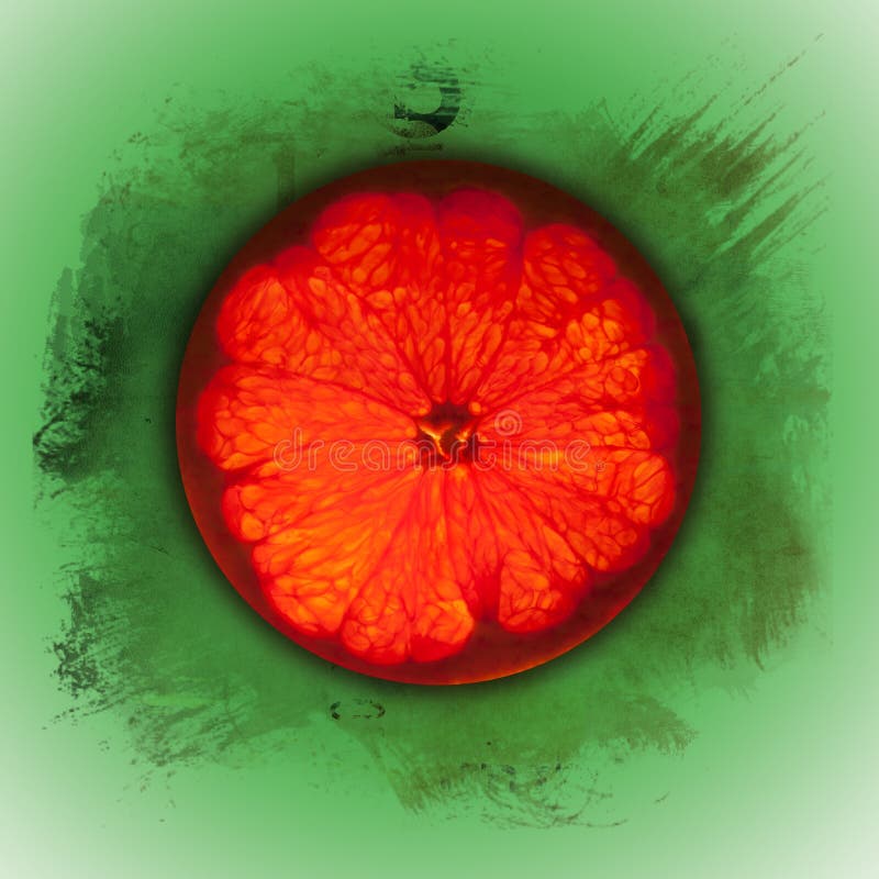 Orange slice with grunge background