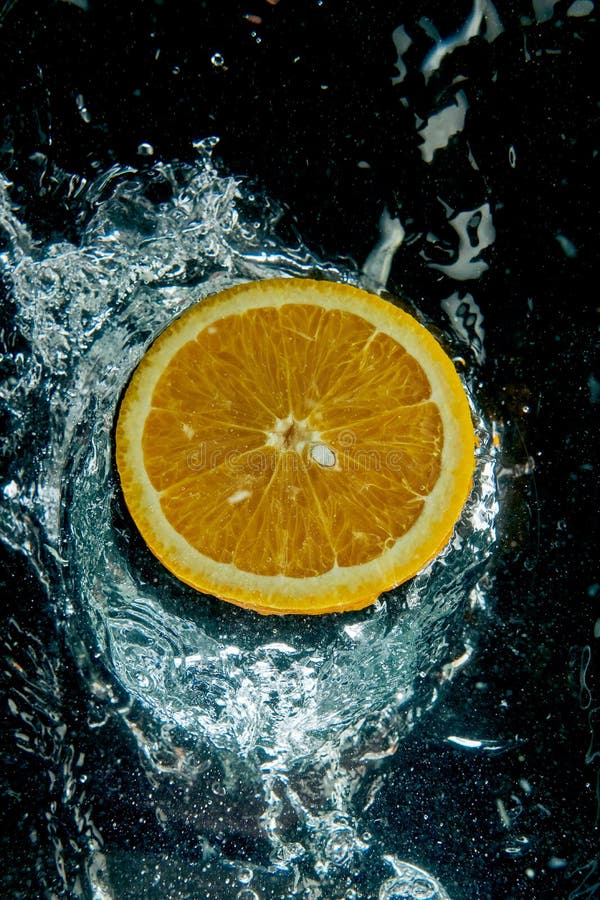 Orange Slice in Water with Splashes Stock Photo Image of clean