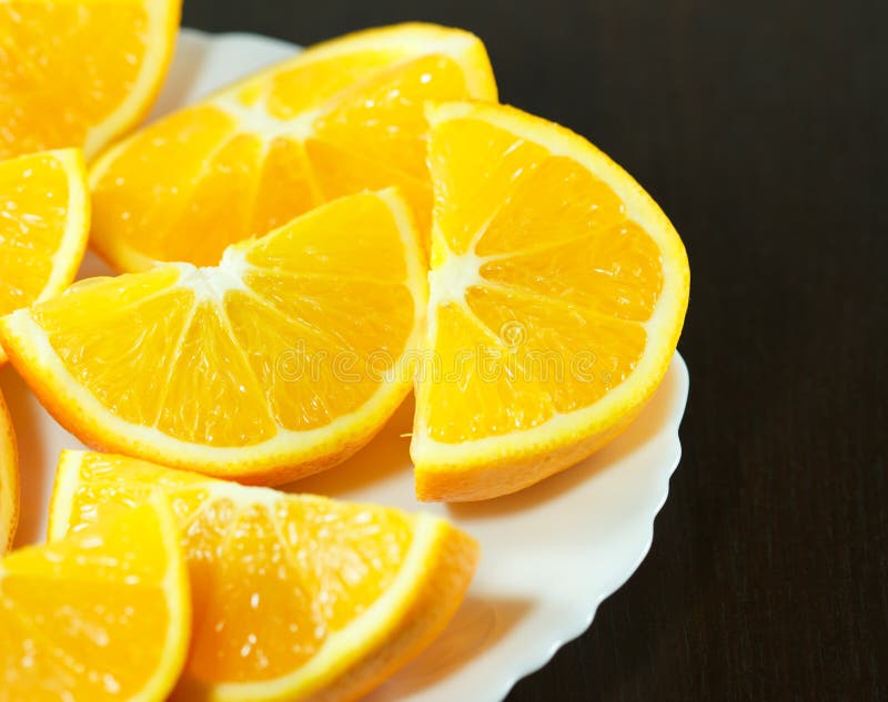 Orange slices on a plate stock photo. Image of healthy 36473926