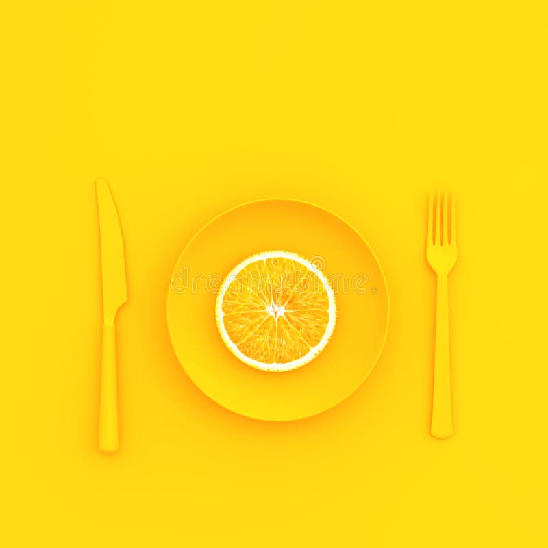 Orange slices on plate with spoon and knife