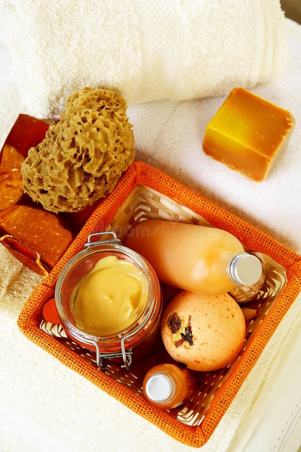 Orange spa accessories