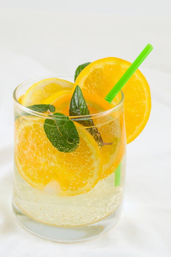 Orange and Sparkling Water Drink Stock Image Image of transparent
