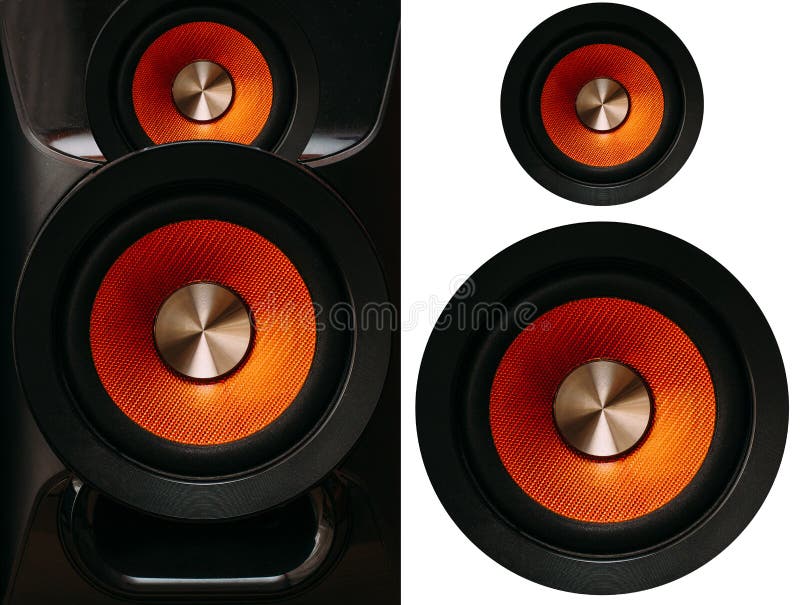 Orange Speakers on a White Background Stock Image Image of music