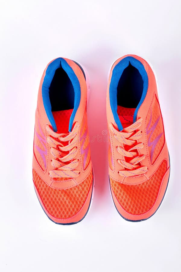 Orange Sport Shoes, Top View. Stock Image - Image of foot, jogging ...