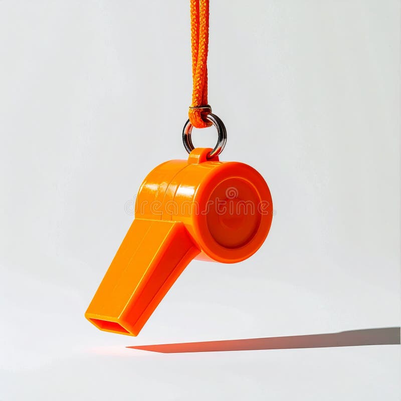 Orange Sports Whistle for Coaching and Safety stock illustration