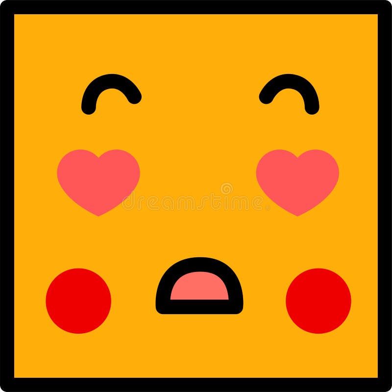 Orange Square Emoticon Icon Stock Vector Illustration of happy, cute