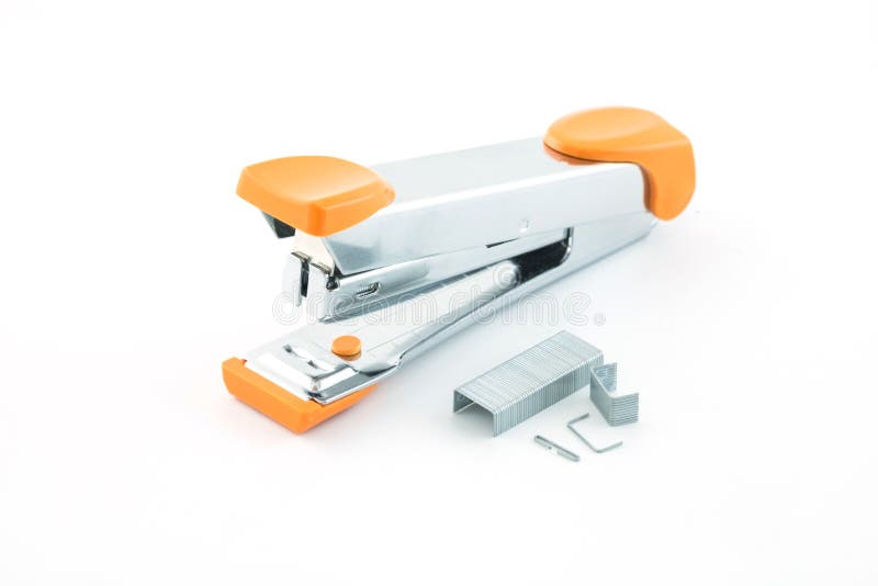 Orange Stapler stock photo. Image of paper, clip, staples 76849460