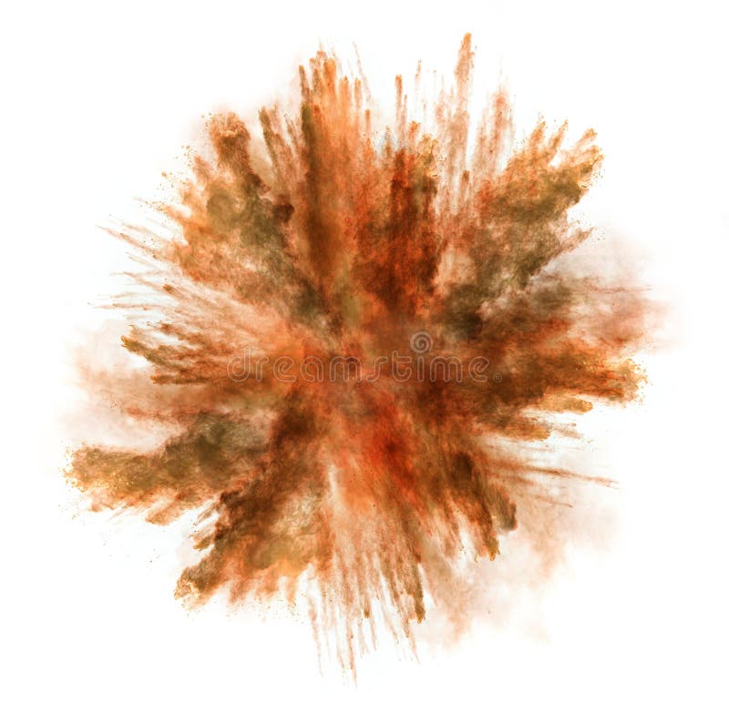 Orange Staubexplosion lokalisiert auf weißem Hintergrund