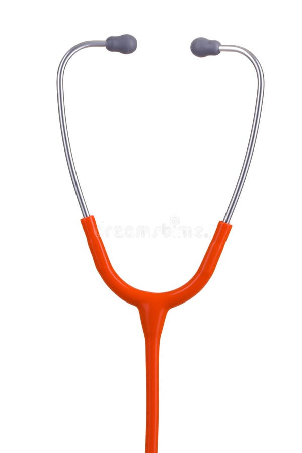 Orange Stethoscope on Blue Background Stock Image Image of closeup