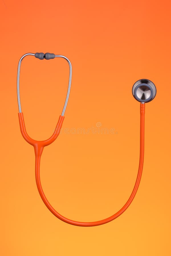 Orange stethoscope stock photo. Image of equipment, grey 52614750