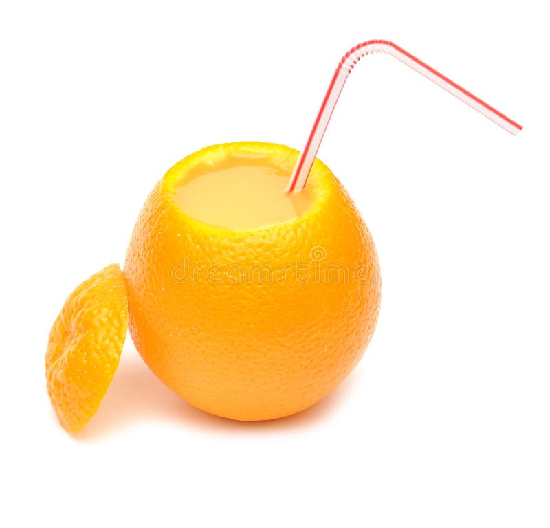 Orange and straw for cocktail