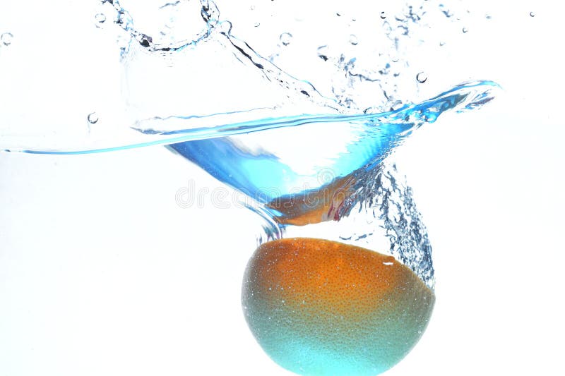Orange in streaming water. stock photo. Image of healthy 21012758