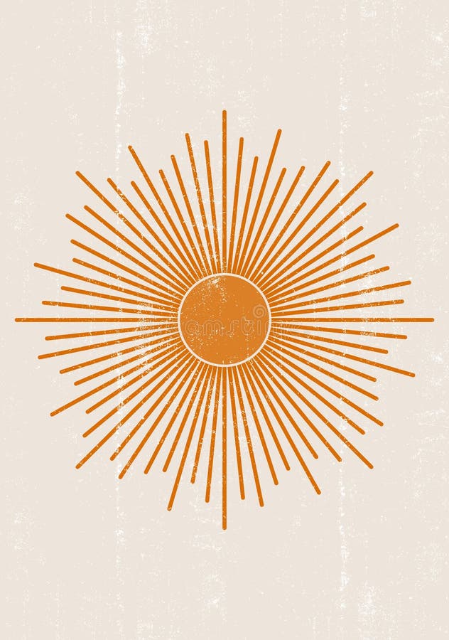 Orange sun print boho minimalista imprimível arte de parede