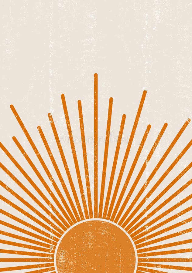 Orange sun print boho minimalista imprimível arte de parede