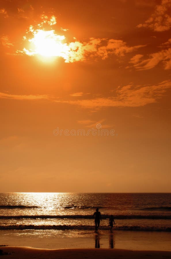Orange Sunset on the Beach