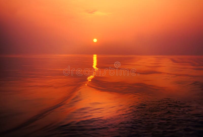 Orange Sunset Over the Sea Waves Stock Image - Image of color, wawe ...