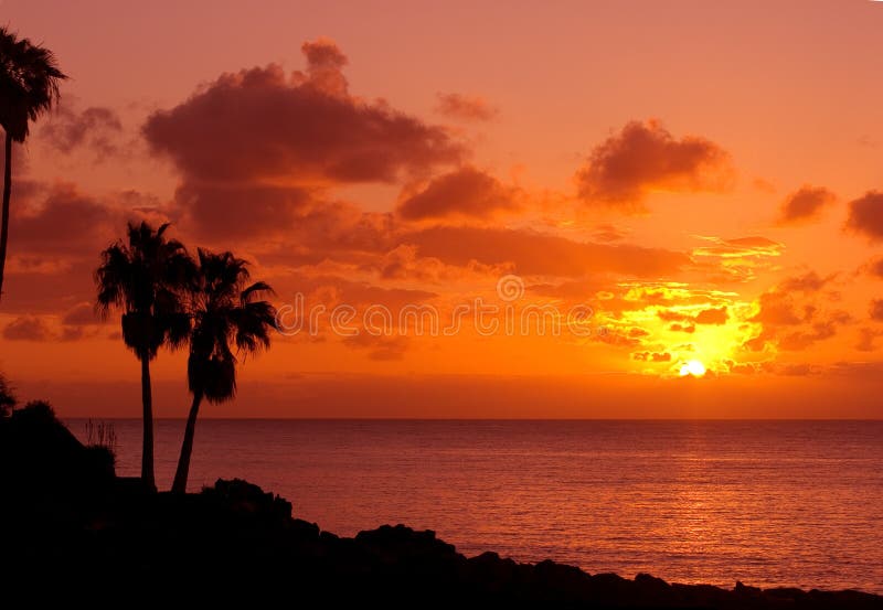 Orange Sunset On Tropical Island Stock Photography Image 6978832