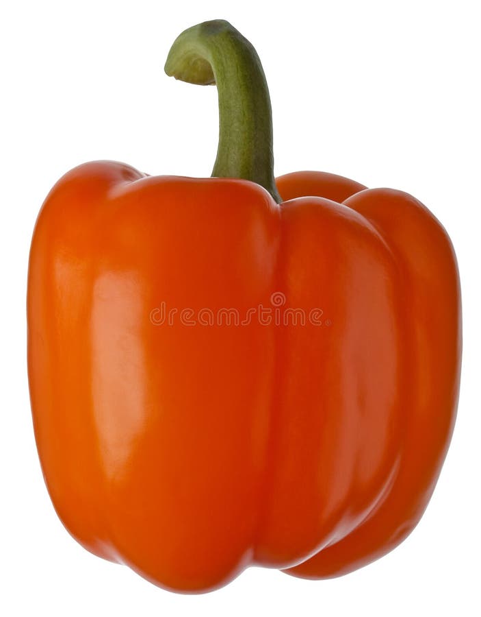 Fresh orange sweet pepper isolated on white background