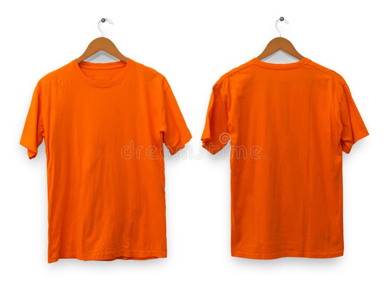 Orange T-shirt Mock Up, Front and Back View, Isolated. Plain Orange ...