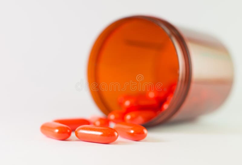 Orange Tablet and Medicine Brown Bottle Stock Photo Image of care