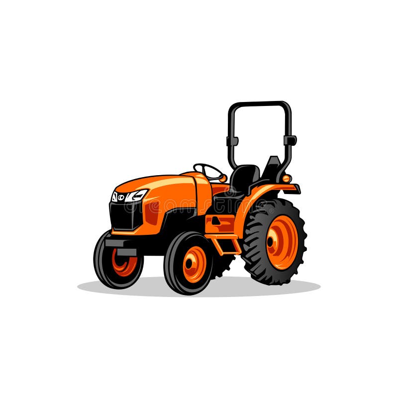 Orange Tractor Isolated Vector Stock Vector - Illustration of industry