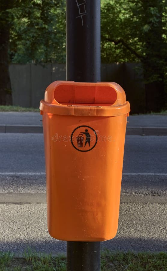 Orange Trash Can. Social Sphere of Purity. Stock Image Image of city