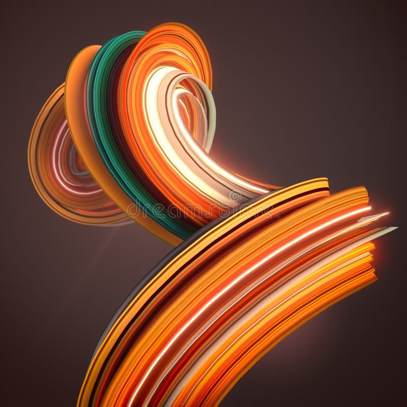 Orange twisted shape. Computer generated abstract geometric 3D render illustration stock illustration