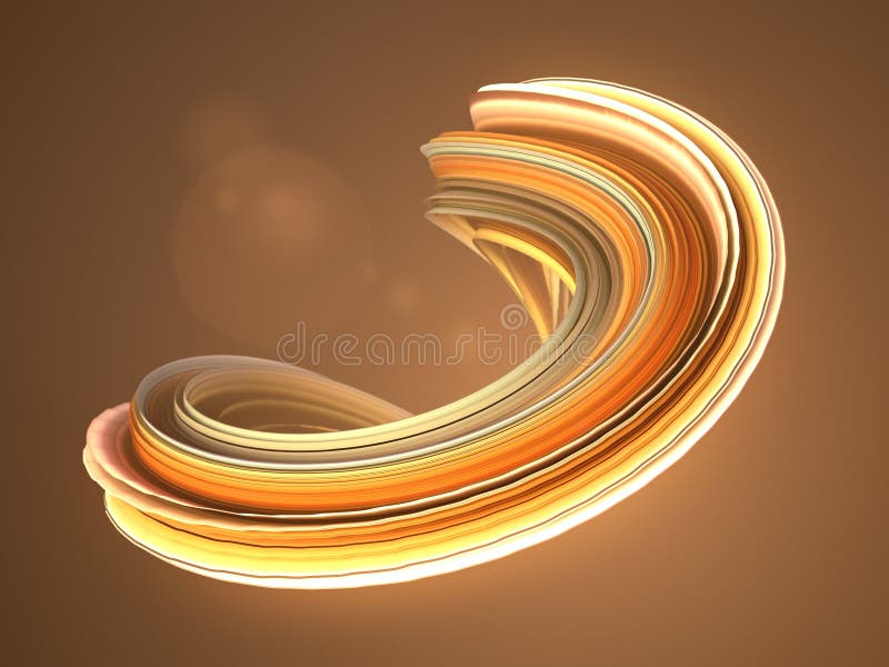 Orange twisted shape. Computer generated abstract geometric 3D render illustration stock illustration