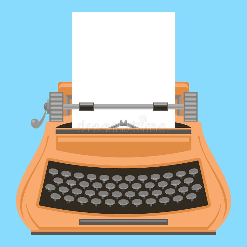 Orange Typewriter Icon Isolated on Blue Background vector illustration