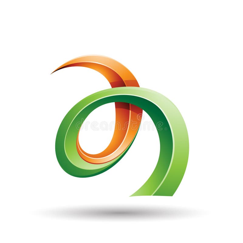 Orange und grüne gekräuselte Ikone Ivy Like Letters A stock abbildung Orange und grüne gekräuselte Ikone Ivy Like Letters A stock abbildung
