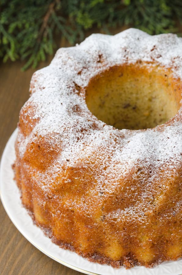 Orange and walnut cake closeup