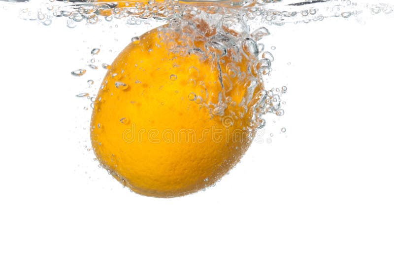 Orange in Water with Bubbles Stock Image Image of drop, food 45955869